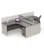 Minimalist Grey Wood Grain Partition Office Desk