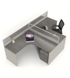 簡約灰色木紋帶屏風辦公枱 Minimalist Grey Wood Grain Partition Office Desk
