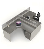Minimalist Grey Wood Grain Partition Office Desk