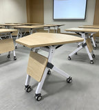靈活組合淺木色可摺培訓枱 Flexible Modular Light Wood Foldable Training Table