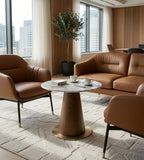Modern Marble Wood Grain Round Conference Table