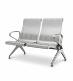 Durable Stainless Steel High-Back Waiting Chair with Armrests