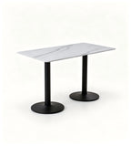 現代白色岩板鋼架長方形餐枱 Modern White Sintered Stone Dining Table