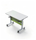 Light Grey and Green Training Table with Casters