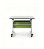 Light Grey and Green Training Table with Casters