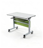 Light Grey and Green Training Table with Casters