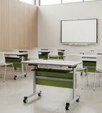 Light Grey and Green Training Table with Casters