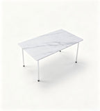 Light Luxury White Sintered Stone Rectangular Dining Table with Steel Frame