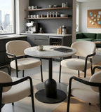 Minimalist White Sintered Stone Round Discussion Table