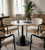 Minimalist White Sintered Stone Round Discussion Table