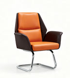 橘褐雙色弓形腳會議椅 Orange & Dark Brown Two-Tone Cantilever Conference Chair