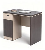 現代深木色密碼鎖帶櫃桶辦公枱 Modern Dark Wood Office Desk with Combination Lock