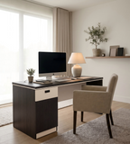Modern Dark Wood Office Desk with Combination Lock