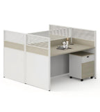 Modern Straight Desk with Screen and Mobile Pedestal