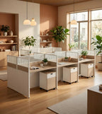Modern Straight Desk with Screen and Mobile Pedestal