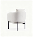 現代簡約米白色西皮帶抱枕單座位梳化 Modern Minimalist Off-White Faux Leather Single Seater Sofa