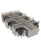 Minimalist Grey Wood Grain Partition Office Desk