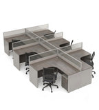 簡約灰色木紋帶屏風辦公枱 Minimalist Grey Wood Grain Partition Office Desk