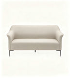 輕奢舒適米色西皮鐵腳三座位梳化 Beige PU Leather 3-Seater Sofa with Metal Legs
