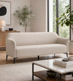 輕奢舒適米色西皮鐵腳三座位梳化 Beige PU Leather 3-Seater Sofa with Metal Legs