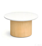 Minimalist White Wood Grain Round Coffee Table