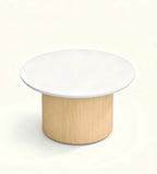 Minimalist White Wood Grain Round Coffee Table