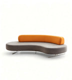 現代灰橙拼色布藝金屬腳組合沙發 Modern Fabric Modular Sofa
