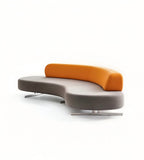 現代灰橙拼色布藝金屬腳組合沙發 Modern Fabric Modular Sofa