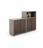 現代灰色木紋帶鎖掩門儲物櫃 Modern Grey Wood Grain Storage Cabinet