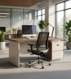 高級現代木色辦公檯 Premium modern wood-tone office desk