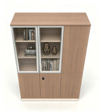 胡桃木色鋁框玻璃帶密碼鎖辦公室文件櫃 Walnut Glass Office File Cabinet