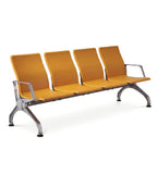 現代橙色PU皮鋼架鋁合金腳公共排椅 Orange PU Leather Public Beam Seating Waiting Chair