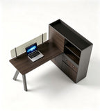 商務木質轉角工作站（附收納櫃）	Executive L-Shaped Workstation with Side Storage