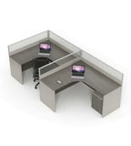 Minimalist Grey Wood Grain Partition Office Desk