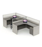 Minimalist Grey Wood Grain Partition Office Desk