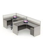 簡約灰色木紋帶屏風辦公枱 Minimalist Grey Wood Grain Partition Office Desk