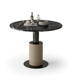 Light Luxury Black Marble Round Meeting Table