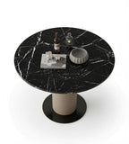 Light Luxury Black Marble Round Meeting Table