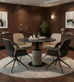 Light Luxury Black Marble Round Meeting Table