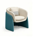 Modern Comfortable Two-Tone Faux Leather and Fabric Single Seater Sofa with Throw Pillow