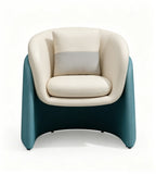 Modern Comfortable Two-Tone Faux Leather and Fabric Single Seater Sofa with Throw Pillow