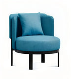 現代藍色布藝鐵腳訪客椅洽談椅 Modern Blue Fabric Visitor Chair