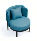 現代藍色布藝鐵腳訪客椅洽談椅 Modern Blue Fabric Visitor Chair