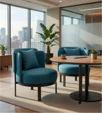 現代藍色布藝鐵腳訪客椅洽談椅 Modern Blue Fabric Visitor Chair