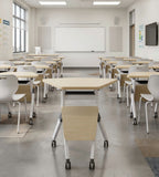 靈活組合淺木色可摺培訓枱 Flexible Modular Light Wood Foldable Training Table