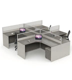 Minimalist Grey Wood Grain Partition Office Desk