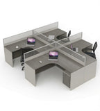 Minimalist Grey Wood Grain Partition Office Desk