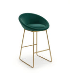 Luxury Green Fabric Gold Legs Armless Bar Stool