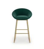 Luxury Green Fabric Gold Legs Armless Bar Stool