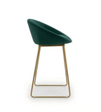 Luxury Green Fabric Gold Legs Armless Bar Stool